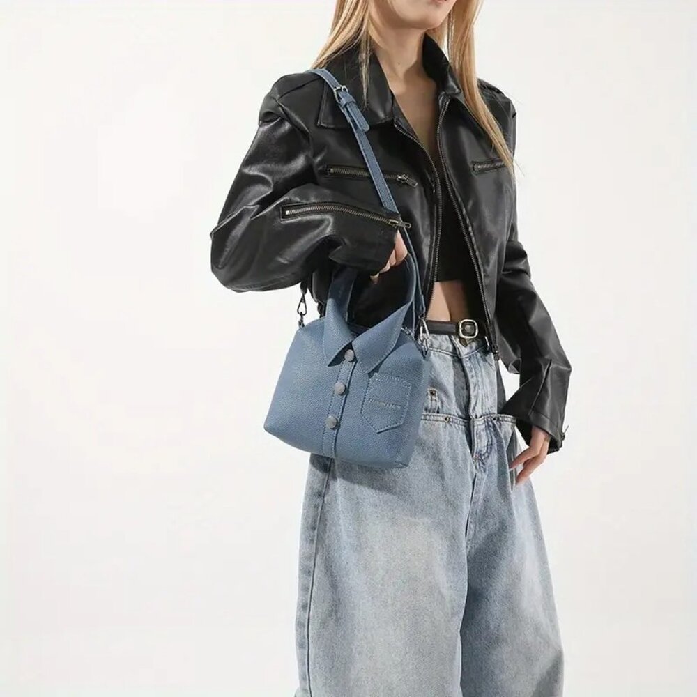 🔥Blue Trendy Stylish Shirt-Inspired Handbag or Shoulder Bag w/Adjustable strap - Picture 7 of 10